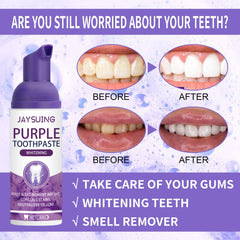 Jaysuing Purple Tooth Whitening Toothpaste, Brightens Teeth Cleans Stains And Relieves Bad Breath Beautiful Teeth Toothpaste