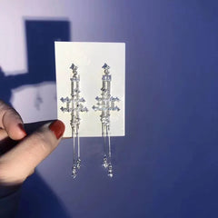 Fashion Rhinestone Long Tassel Earrings for Women