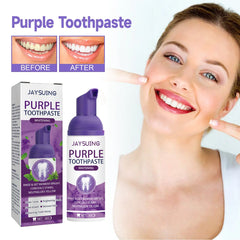 Jaysuing Purple Tooth Whitening Toothpaste, Brightens Teeth Cleans Stains And Relieves Bad Breath Beautiful Teeth Toothpaste