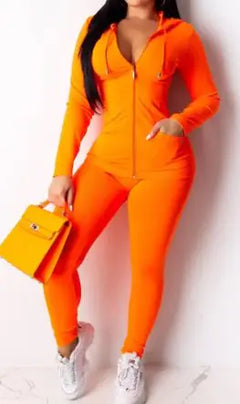 Sexy Casual Solid Color Hooded Two-piece Set