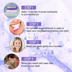 Jaysuing Purple Tooth Whitening Toothpaste, Brightens Teeth Cleans Stains And Relieves Bad Breath Beautiful Teeth Toothpaste