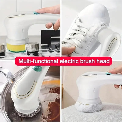 BUO Multifunctional Electric Cleaning Brush for Home - 5-in-1 Tool for Kitchen and Bathroom Cleaning Cordless